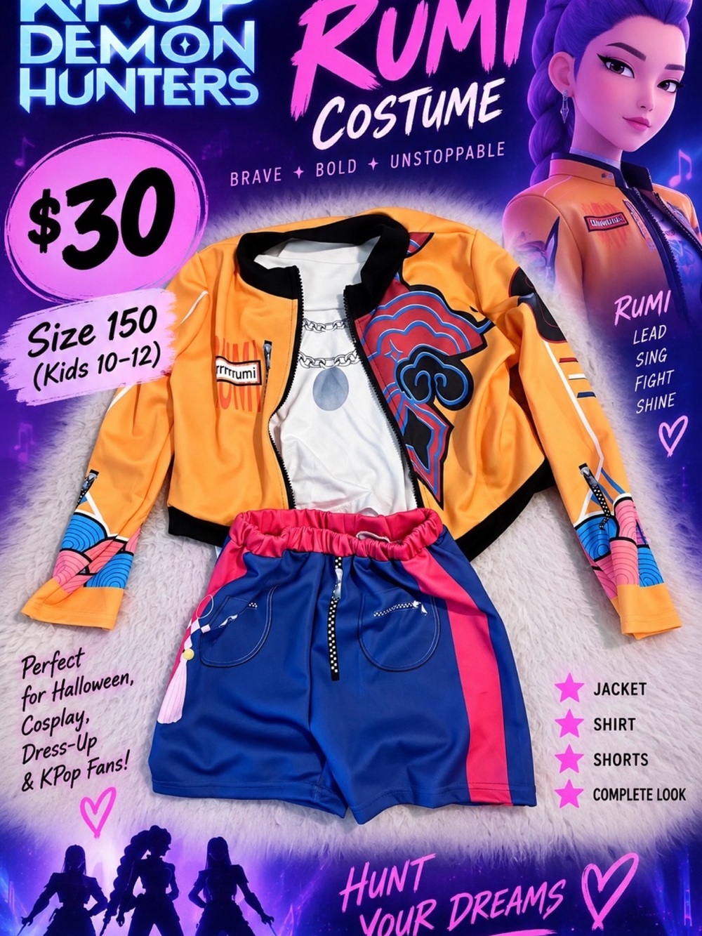 Umi Orange Jacket with Blue and Pink Shorts Costume Set